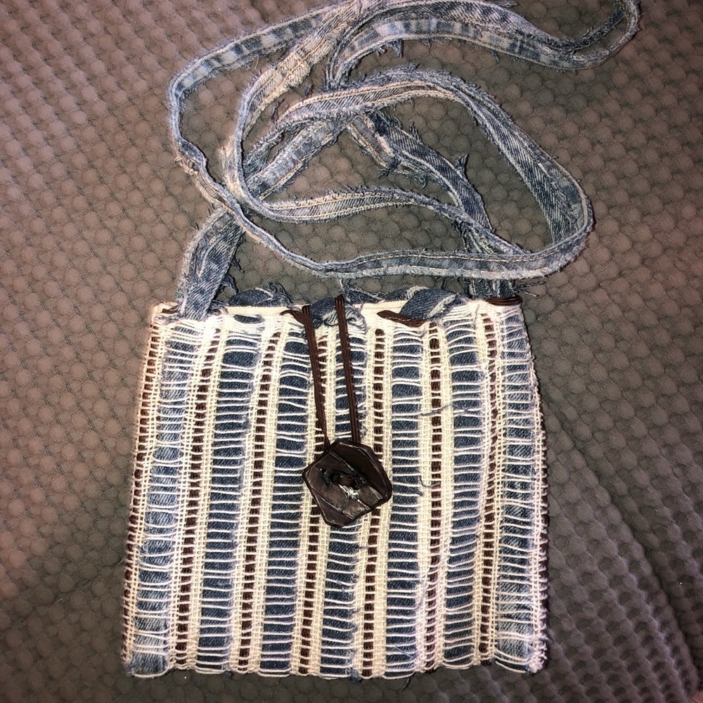 Handmade Denim boho crossbody purse - Picture 1 of 5
